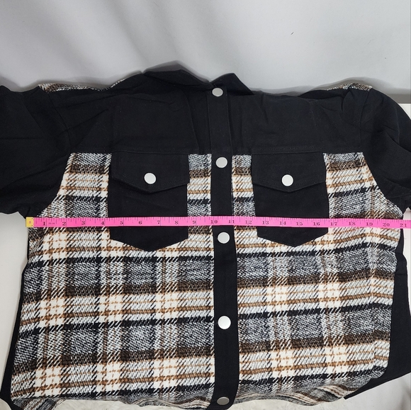 NEW‼️Oversized Black and Brown Plaid Button Down Shirt Size S - Picture 7 of 7
